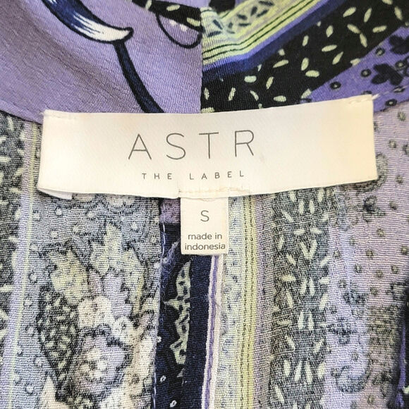 ASTR The Label Floral Patchwork Dress Blue Purple Sleeveless V Neck Boho Chic S - Picture 13 of 16